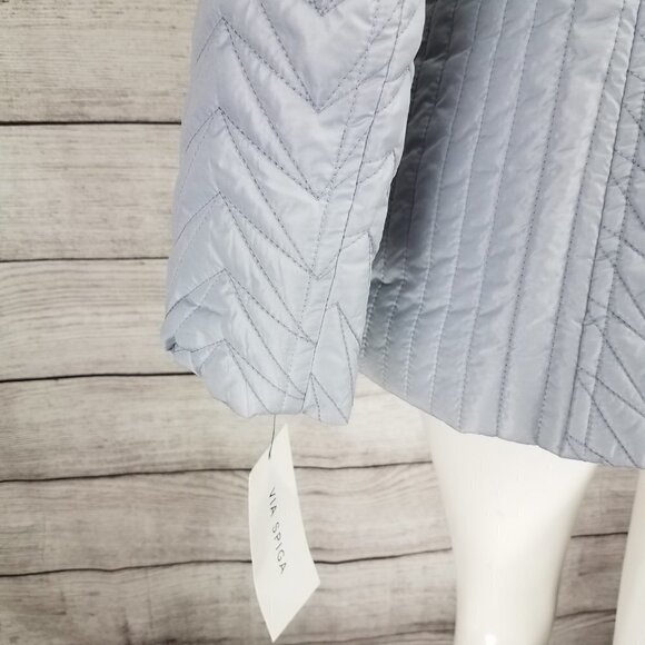 +NEW Via Spiga XL Cargo Zig Zag Quilted Zip up Jacket in Moonstone Light Blue - Picture 9 of 13